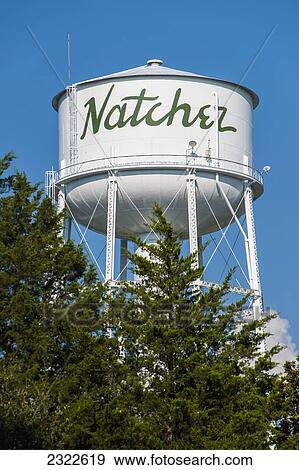 Stock Photo - USA, Mississippi, Natchez Water Tower; Natchez. Fotosearch