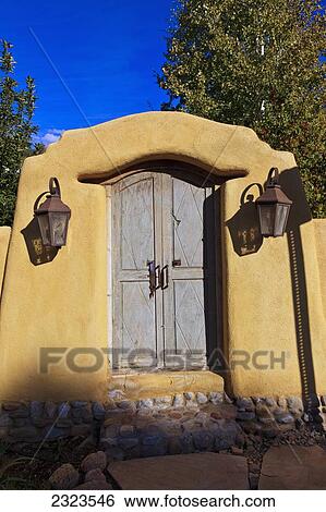 USA, New Mexico, Santa Fe, Adobe doorway View Large Photo Image Stock Photograph - USA, New Mexico, Santa Fe, Adobe doorway. Fotosearch