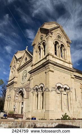 Stock Photo - USA, New Mexico, Santa Fe, The Cathedral Basilica of St Francis of Assisi.. Fotosearch