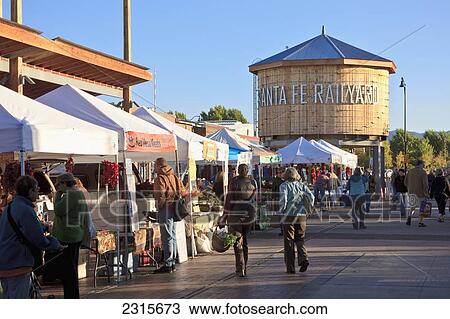 USA, New Mexico, Santa Fe, View of Saturday Market next to rail yard View Large Photo Image Stock Image - USA, New Mexico, Santa Fe, View of Saturday Market next to rail yard. Fotosearch