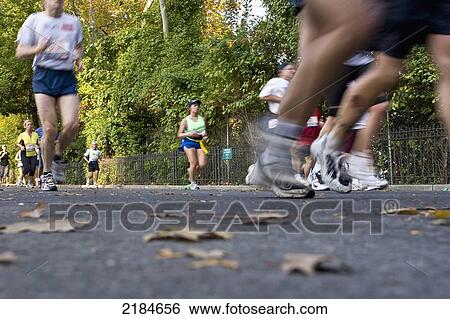 Stock Photograph - Usa, New York State, Marathon At Central Park; New York City. Fotosearch