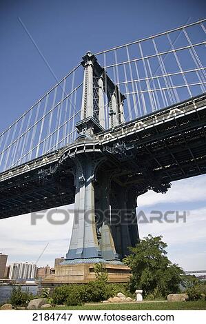 Stock Photo - Usa, New York State, New York City, Detail Of Manhattan Bridge; Brooklyn. Fotosearch