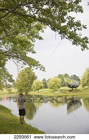Stock Image - Usa, New York, View Of Roy Lichtenstein America's Cup Boat At Storm King Art Center; Mountainville. Fotosearch