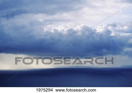 USA, Rain Cloud Over Blue Ocean; Hawaii Islands View Large Photo Image Picture - USA, Rain Cloud Over Blue Ocean; Hawaii Islands. Fotosearch