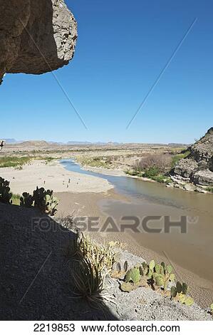 Stock Image - USA, Remote area with rock formations; Texas. Fotosearch