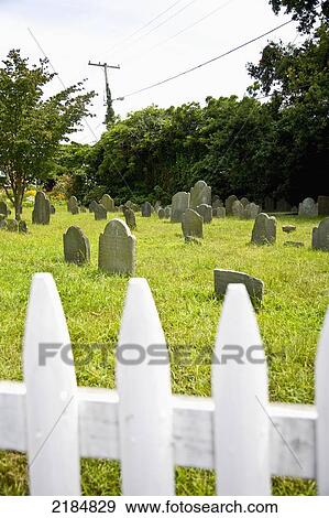 Stock Photo - Usa, Rhode Island, Old Graveyard; Newport. Fotosearch