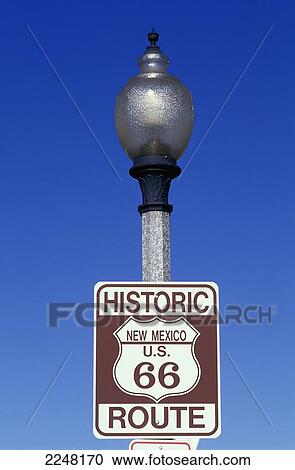 Stock Image - Usa, Route 66 Sign; New Mexico. Fotosearch