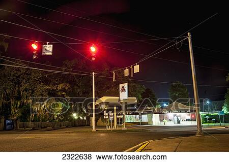 Stock Photo - USA, St Francisville at night; Louisiana. Fotosearch