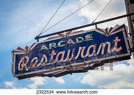 Picture - USA, Tennessee, Arcade Restaurant neon sign; Memphis. Fotosearch