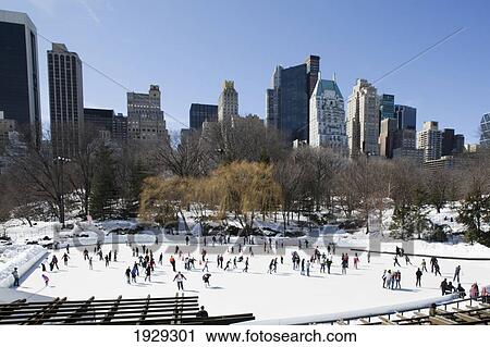 USA, Tilt Shift Image of Skaters on Pond at Southern End of Central Park; New York City View Large Photo Image Stock Image - USA, Tilt Shift Image of Skaters on Pond at Southern End of Central Park; New York City. Fotosearch