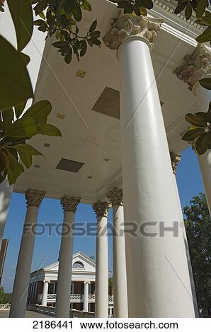 Stock Image - USA, Virginia, University of Virginia Rotunda and academical village. Founded by Thomas Jefferson; Charlottesville. Fotosearch