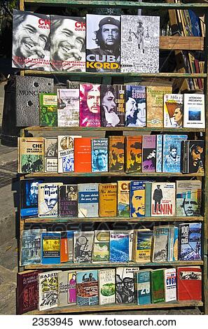 Stock Photography - Used Book Rack At Book Sellers Market Palaza De Arnas; Havana, Artemisa, Cuba. Fotosearch