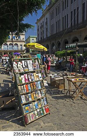 Picture - Used Book Sellers At The Market Palaza De Arnas; Havana, Artemisa, Cuba. Fotosearch