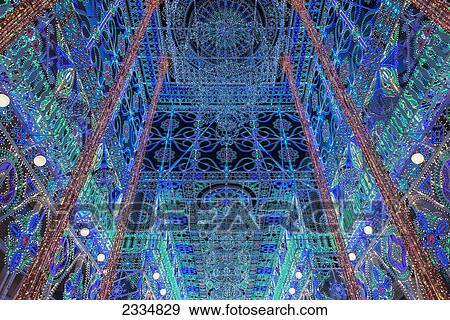 Stock Photo - Using More Than 850000 Leds To Light Their Street Calle Cuba At Fallas Festival; Valencia, Spain. Fotosearch