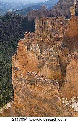 Picture - Utah, Bryce Canyon National Park, Rock formation and forestry in Aqua Canyon.. Fotosearch
