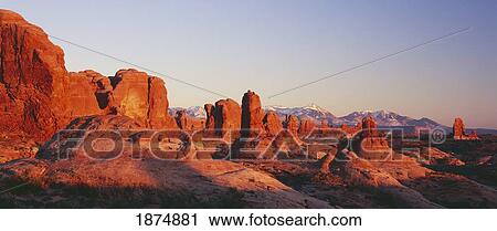 Utah, United States Of America; The Garden Of Eden Formations At Sunset In Arches National Park View Large Photo Image Stock Image - Utah, United States Of America; The Garden Of Eden Formations At Sunset In Arches National Park. Fotosearch