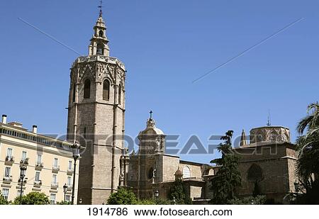 Valencia Cathedral And Bell Tower View Large Photo Image Stock Photograph - Valencia Cathedral And Bell Tower. Fotosearch