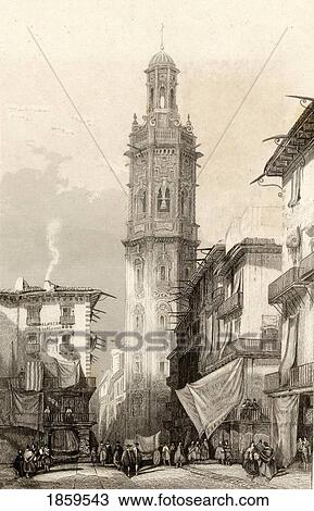 Stock Image - Valencia, Spain. Torre Santa Catalina, Early 19Th Century.. Fotosearch