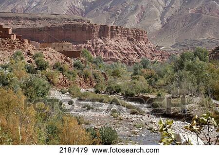 Stock Photo - Valley of the Roses, near Skoura Oasis, Dades Valley; Morocco. Fotosearch