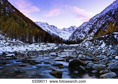 Stock Image - Valnontey torrent, Gran Paradiso National Park; Italy. Fotosearch