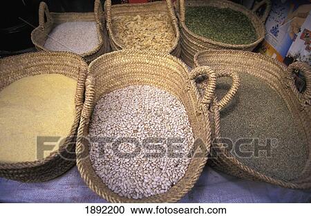 Stock Image - Variety Of Beans And Pulses For Sale. Fotosearch