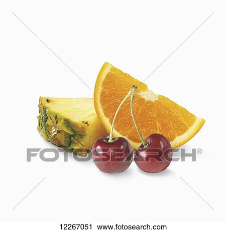 Stock Image - Variety of fruit on a white background. Fotosearch