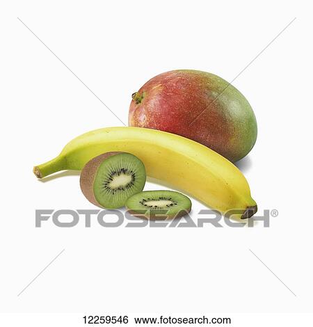 Stock Photograph - Variety of fruit on a white background. Fotosearch