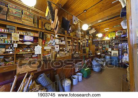 Stock Photography - Variety Of Goods For Sale In A Store; Beamish, Durham, England. Fotosearch