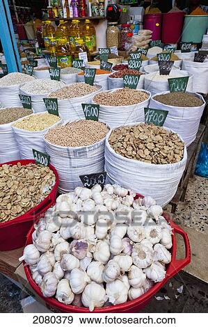 Stock Photo - Various Goods In The Souk Inside The Medina; Sfax, Tunisia, North Africa. Fotosearch