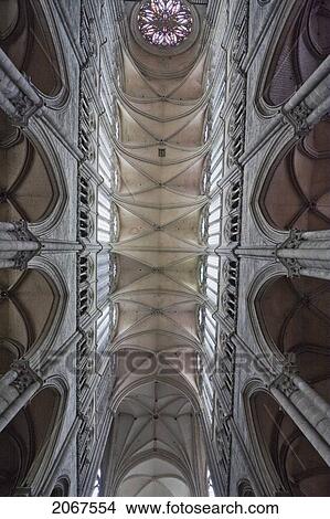 Vaulted Ceiling Of The Nave In Notre Dame D Amiens Cathedral Amiens Somme France Picture