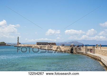 Venetian harbour; Chania, Crete, Greece View Large Photo Image Stock Photo - Venetian harbour; Chania, Crete, Greece. Fotosearch