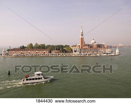 Stock Image - Venice And Cruise Ship; Venice, Italy. Fotosearch