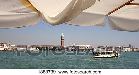 Venice Cityscape And Cafe Umbrellas View Large Photo Image Stock Photo - Venice Cityscape And Cafe Umbrellas. Fotosearch