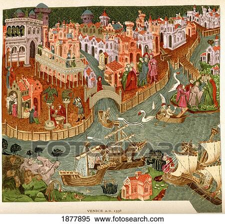 Stock Photography - Venice, Italy, 1338. After A Manuscript In The Bodleian Library. From The Book Short History Of The English People By J. R. Green, Published London 1893. Fotosearch