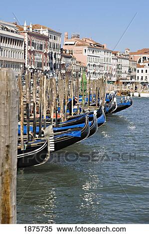 Venice, Italy; A Long Row Of Gondolas In The Water View Large Photo Image Stock Photography - Venice, Italy; A Long Row Of Gondolas In The Water. Fotosearch