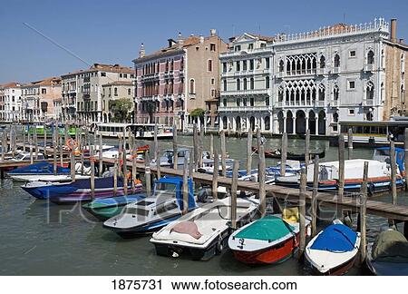 Venice, Italy; Boats Along A Pier View Large Photo Image Stock Image - Venice, Italy; Boats Along A Pier. Fotosearch