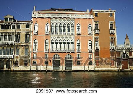 Venice, Italy. Grand Houses On The Grand Canal. View Large Photo Image Stock Photo - Venice, Italy. Grand Houses On The Grand Canal.. Fotosearch