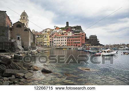 Stock Photography - Vernazza harbour; Vernazza, Liguria, Italy. Fotosearch