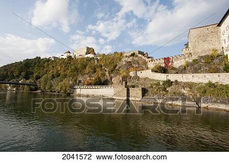 Veste Oberhaus Fortress & Veste Niederhaus On The Banks Of The Danube River, Passau, Bavaria, Germany View Large Photo Image Stock Image - Veste Oberhaus Fortress & Veste Niederhaus On The Banks Of The Danube River, Passau, Bavaria, Germany. Fotosearch
