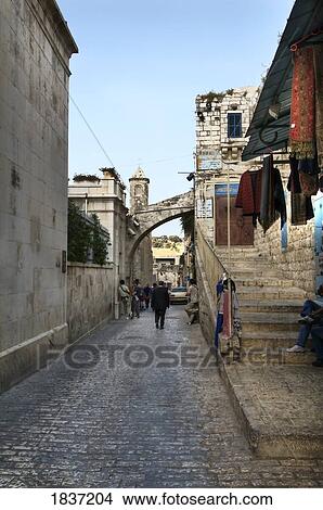 Picture - Via Dolorosa Muslim Quarter; Jerusalem, Israel. Fotosearch