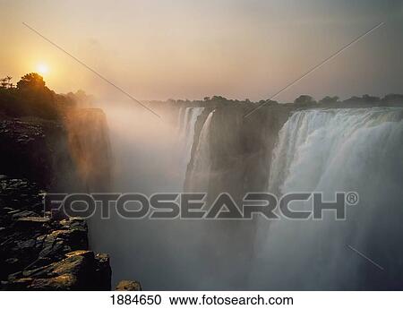 Stock Image - Victoria Falls At Dusk. Fotosearch