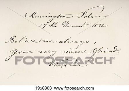 Victoria Maria Louisa Duchess Of Kent And Strathearn, 1786 To 1861. Mother Of Queen Victoria. Hand Writing Sample. View Large Photo Image Stock Image - Victoria Maria Louisa Duchess Of Kent And Strathearn, 1786 To 1861. Mother Of Queen Victoria. Hand Writing Sample.. Fotosearch