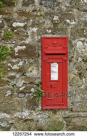 Picture - Victorian Post Box in village of Beltingham; Northumberland, England. Fotosearch