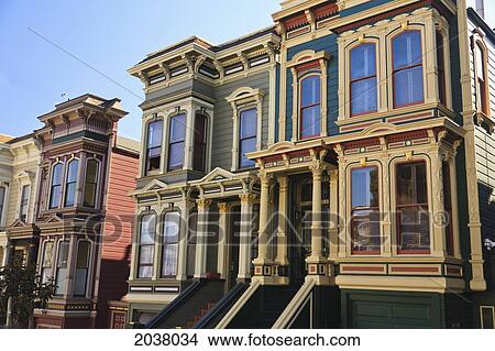 Picture - Victorian Style Homes Near Alamo Square; San Francisco California United States Of America. Fotosearch
