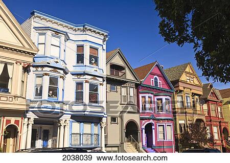 Victorian Style Homes Near Alamo Square; San Francisco California United States Of America View Large Photo Image Stock Photo - Victorian Style Homes Near Alamo Square; San Francisco California United States Of America. Fotosearch