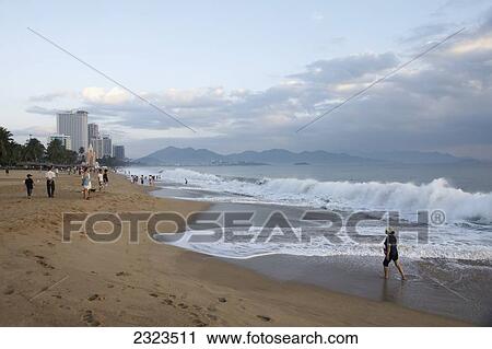 Vietnam, Early Morning Beach Scene; Nha Trang View Large Photo Image Stock Image - Vietnam, Early Morning Beach Scene; Nha Trang. Fotosearch