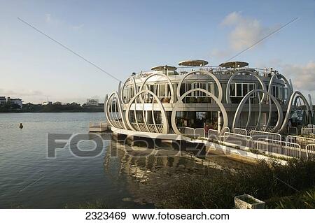 Stock Photo - Vietnam, Futuristic Restaurant On Perfume River; Hue. Fotosearch