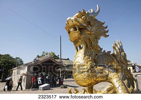 Stock Photo - Vietnam, Hue, Giant gilded dragon; Imperial Citadel. Fotosearch