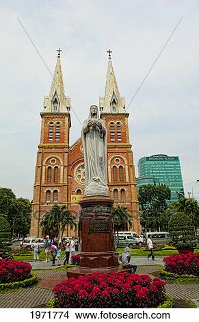 Vietnam, Saigon, Ho Chi Minh City, Tourists Gather To See The Notre Dame Cathedral. View Large Photo Image Picture - Vietnam, Saigon, Ho Chi Minh City, Tourists Gather To See The Notre Dame Cathedral.. Fotosearch