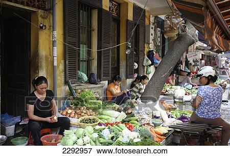 Vietnam, Street market; Hanoi View Large Photo Image Stock Photo - Vietnam, Street market; Hanoi. Fotosearch
